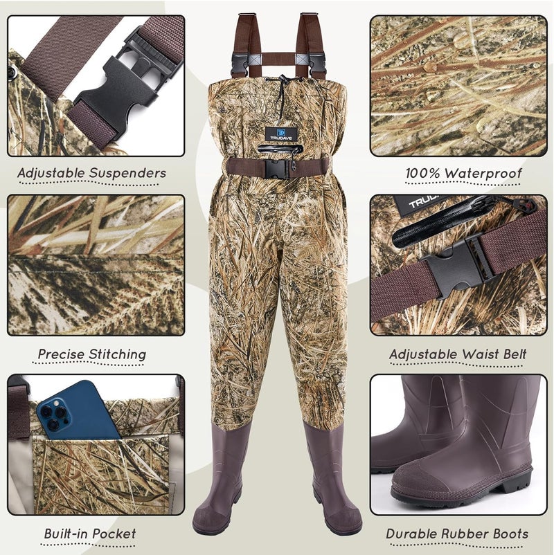 Trudave Store Chest Waders for Kids with Boots, Waterproof Youth Waiters for Children, Lightweight Waders for Fishing & Hunting - Image 2